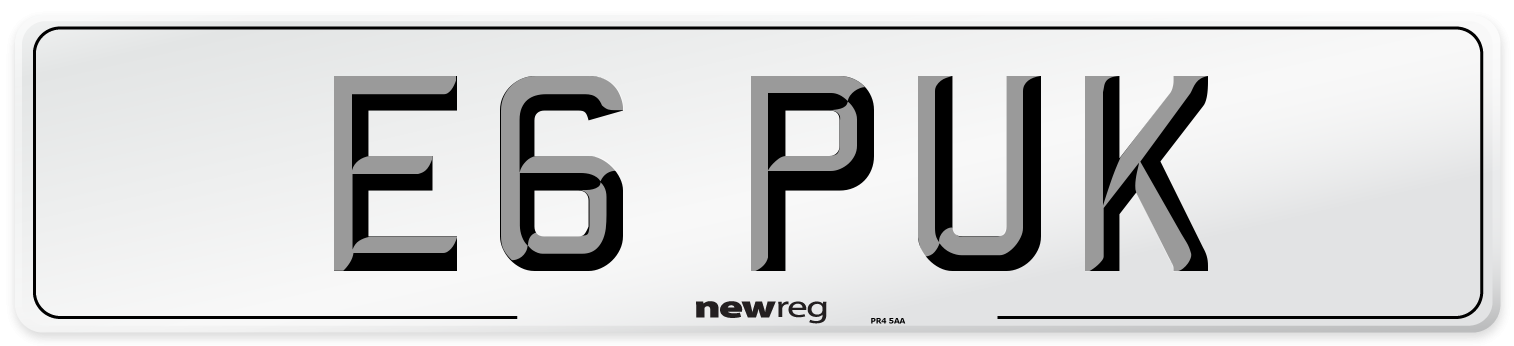 E6 PUK Number Plate from New Reg